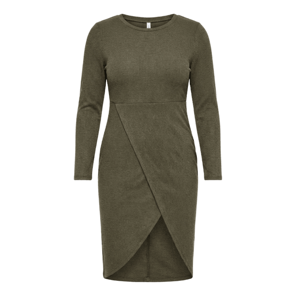 Green ribbed midi dress