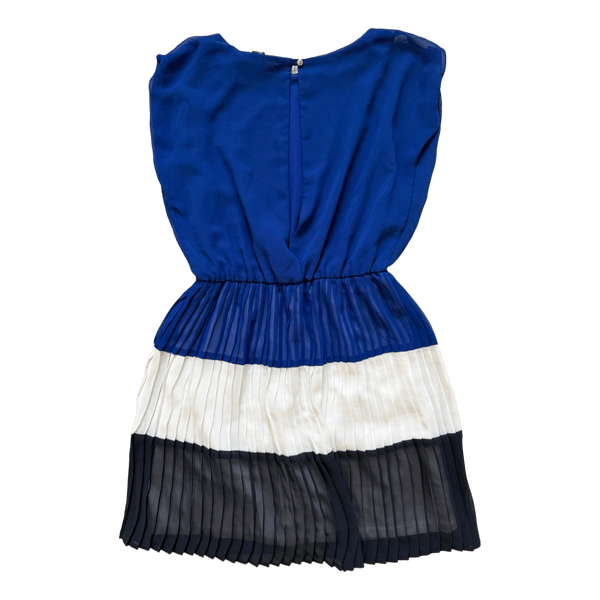 Blue colorblock pleated dress