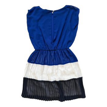 Blue colorblock pleated dress