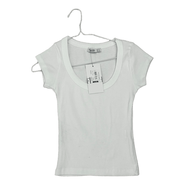 Hvid ribbet t-shirt