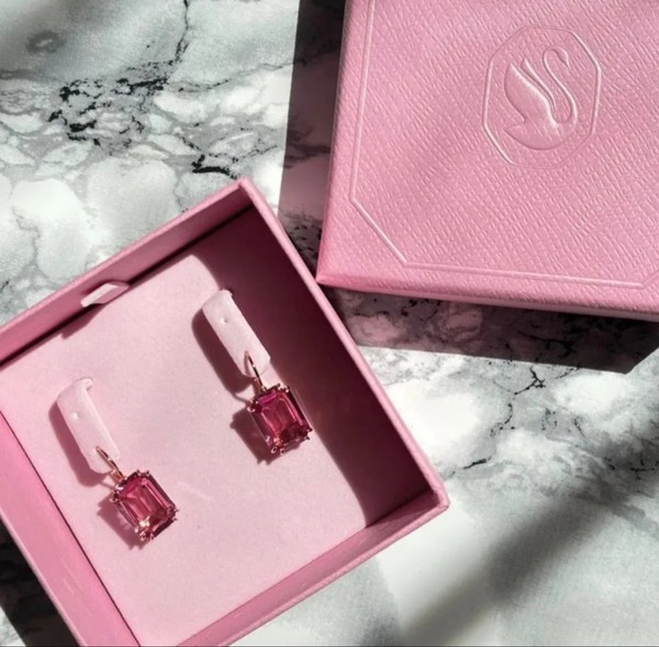 Pink Swarovski earrings