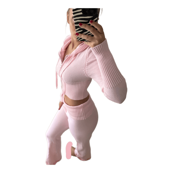 Pink knitted loungewear set