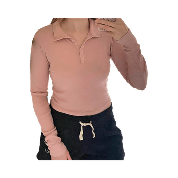 Vaaleanpunainen pitkähihainen paita