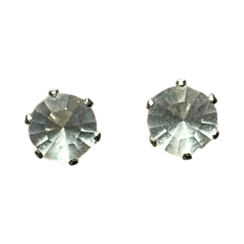 Silver clear stud earrings