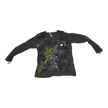 Brown floral long-sleeve top Y2k