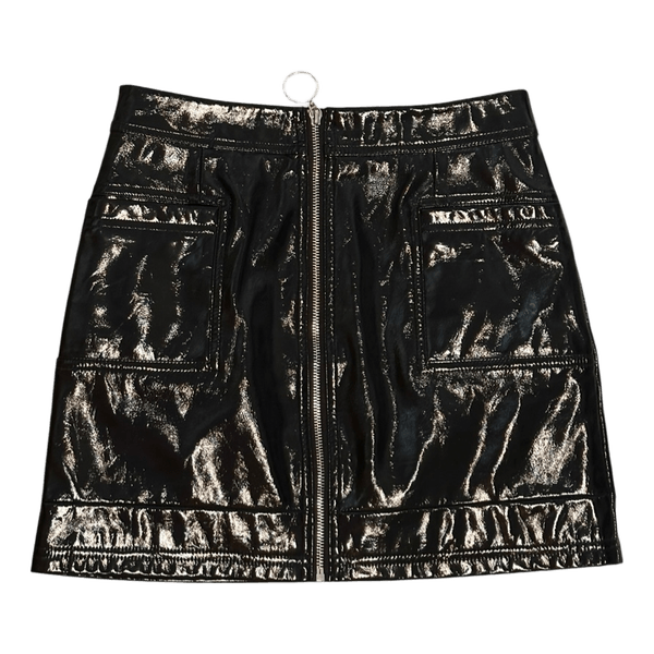 Black patent mini skirt