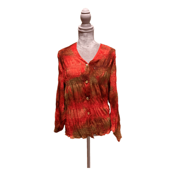 Red crinkled button shirt