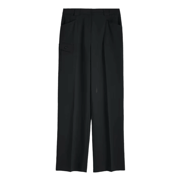 Black wide leg trousers with cargo pocket