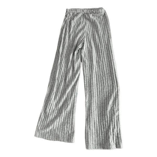 Grey ribbed wide-leg trousers