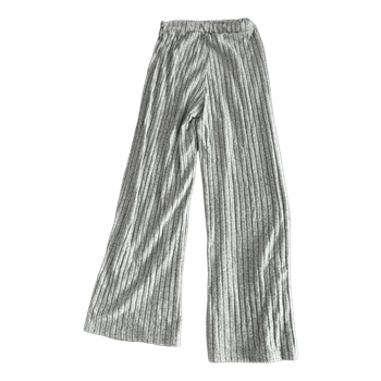 Grey ribbed wide-leg trousers