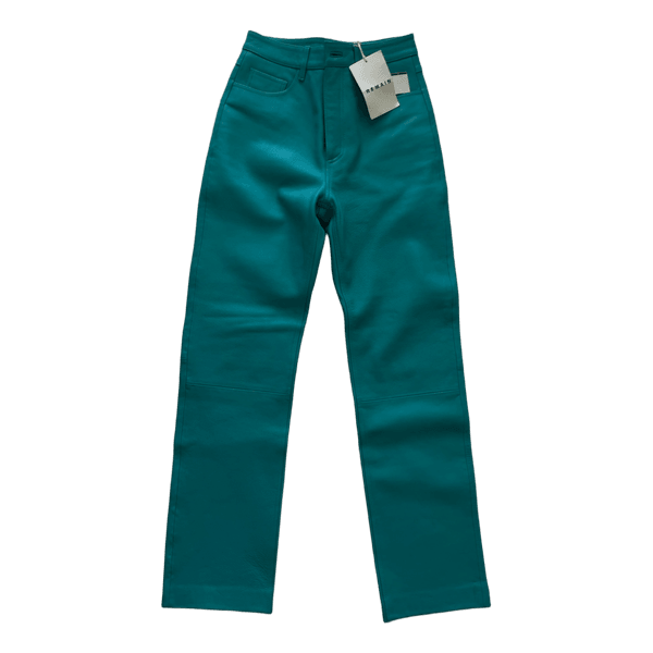 Green leather trousers