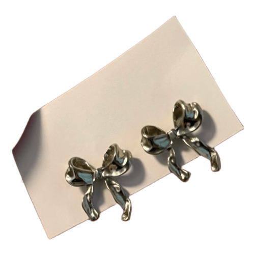 Silver Bow Stud Earrings