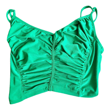 Green ruched crop top