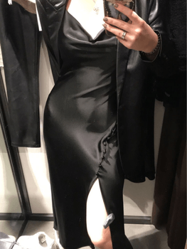 Black long satin dress