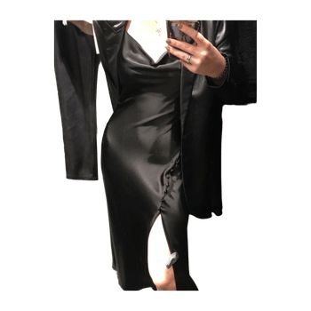 Black long satin dress