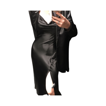 Black long satin dress