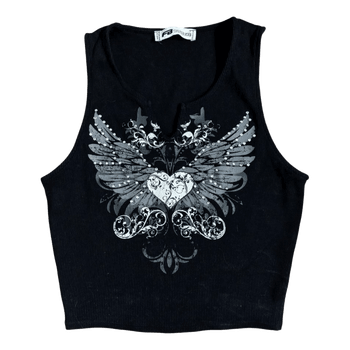Black graphic crop top