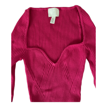 Pink ribbed long sleeve top
