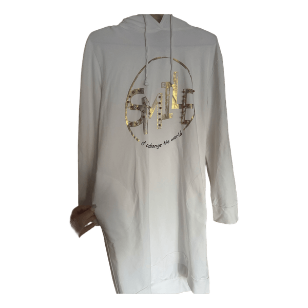 White hooded sweatshirt dress