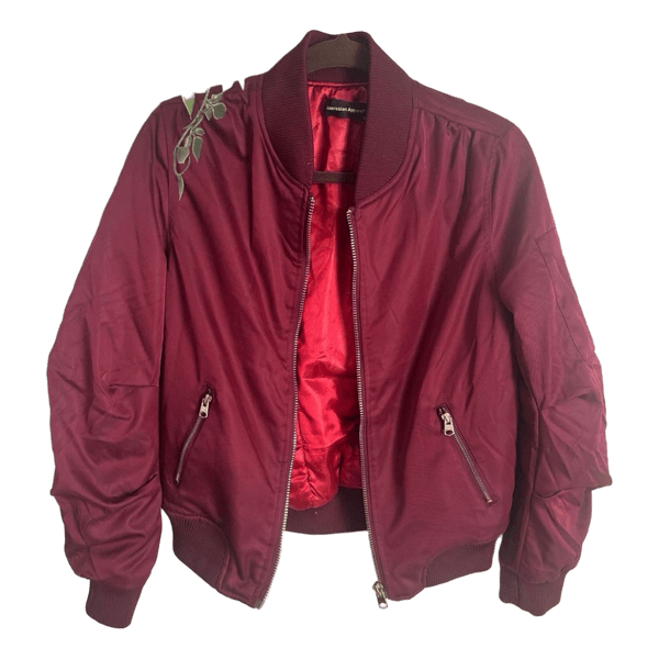 Burgundy bomber jacket