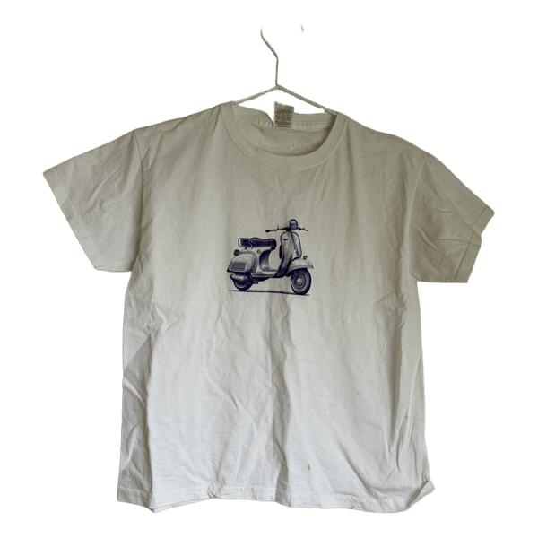 Din vintage shop tætsiddende Hvid t-shirt med scooterprint