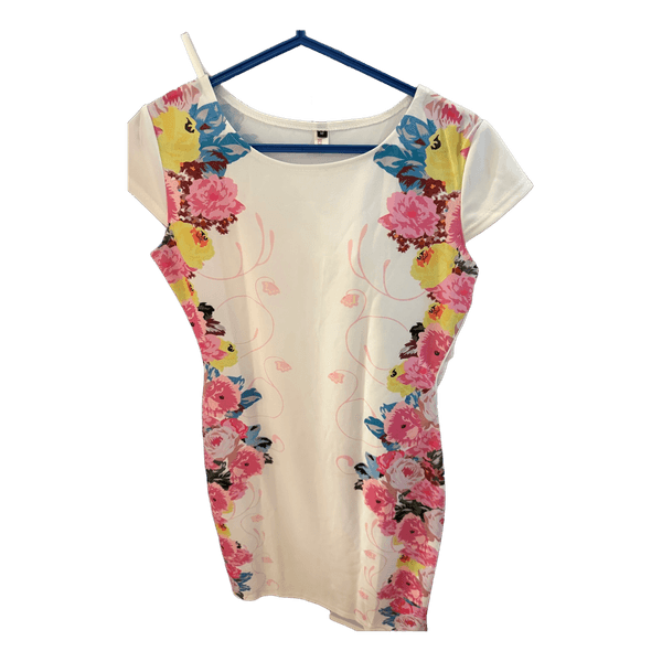 White floral mini dress