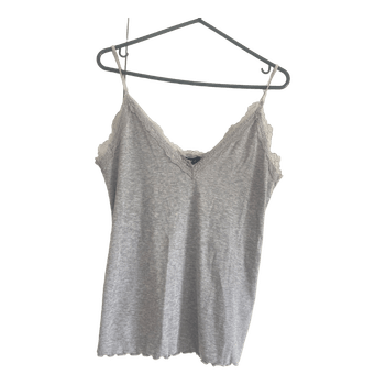 Grey ribbed lace cami top