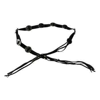 Black suede fringe belt