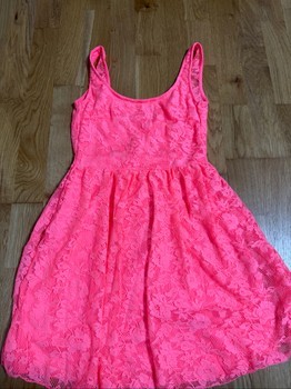 Neon pink lace dress