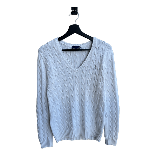 Valkoinen Ralph Lauren palmikkoneule