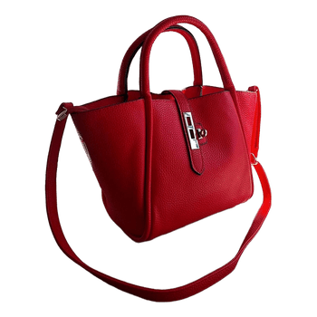 Red pebbled handbag