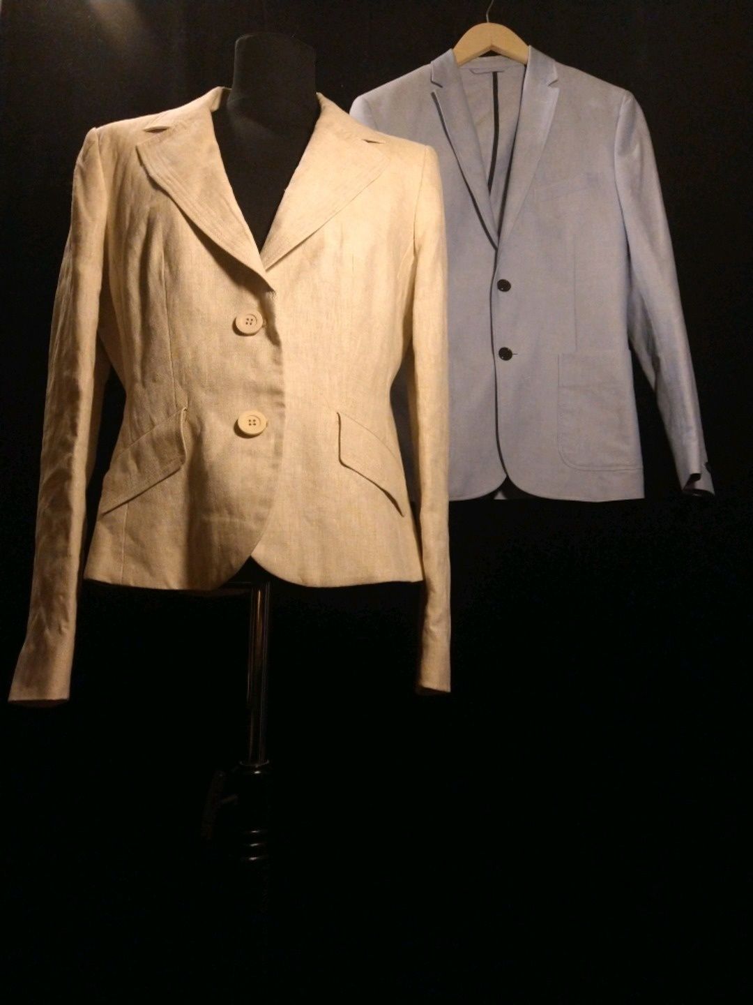 Pellavajakku ja puuvilla pikkutakki blazer
