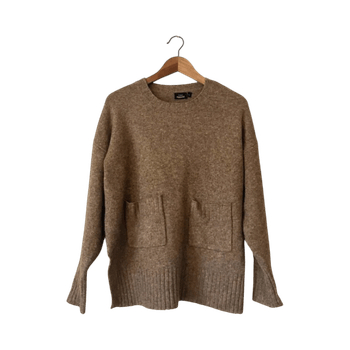 Beige pocket knit sweater