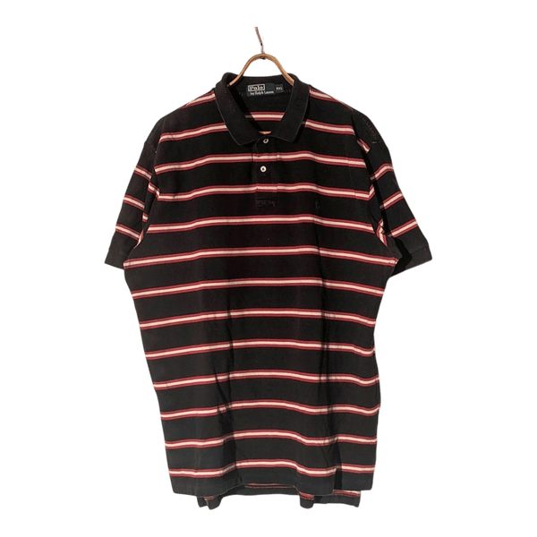 👕 Polo Ralph Lauren Striped Polo Shirt – Black/Red (Size XXL)