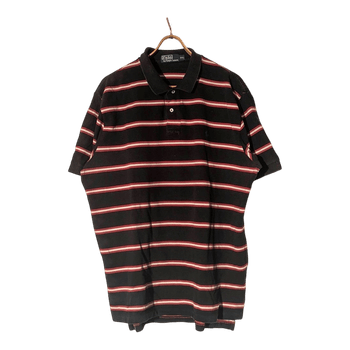 👕 Polo Ralph Lauren Striped Polo Shirt – Black/Red (Size XXL)