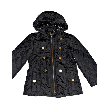 Black quilted hooded jacket