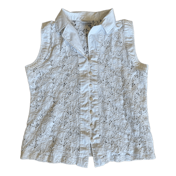 White lace sleeveless blouse