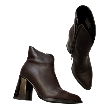 Brown leather ankle boots
