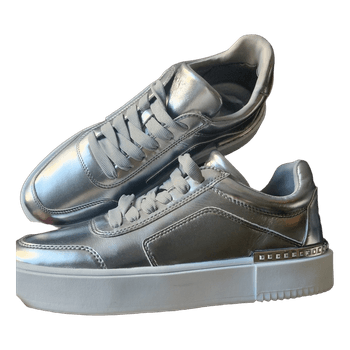 DKNY silver platform sneakers