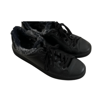 Black faux-fur sneakers