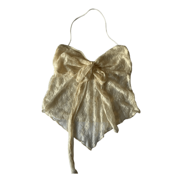 Beige lace halter top