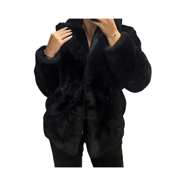 Black faux fur jacket