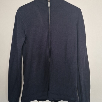 Navy knitted zip cardigan