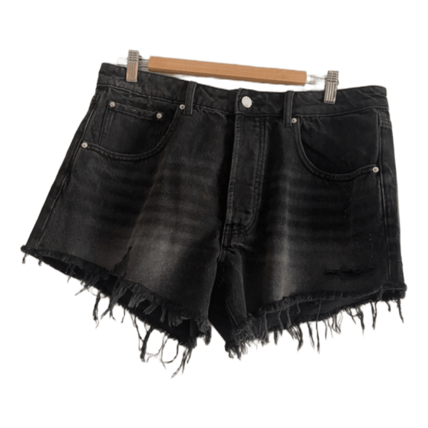 Svarta jeansshorts med fransar