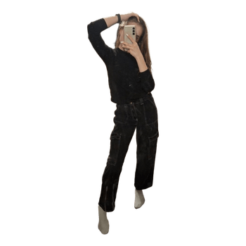 Black denim cargo pants
