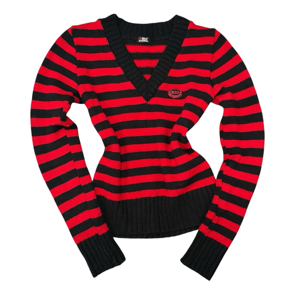 Red and black striped sweater y2k vintage
