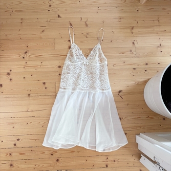 White lace lingerie slip