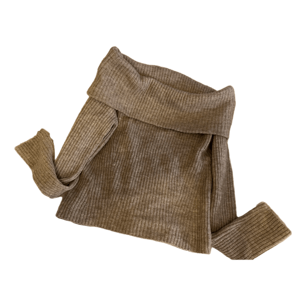 H&M ribstrikket off-shoulder trøje