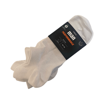 Dressmann Performance Ankle Socks 3-Pack White REPREVE Size 40-45 Men Sports