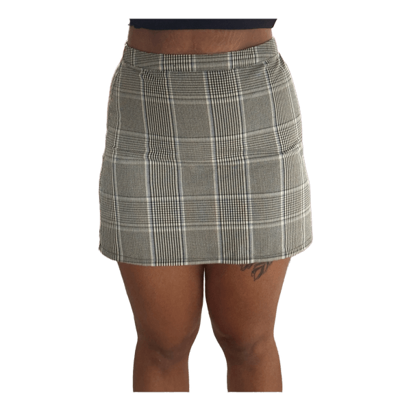 Grey plaid mini skirt